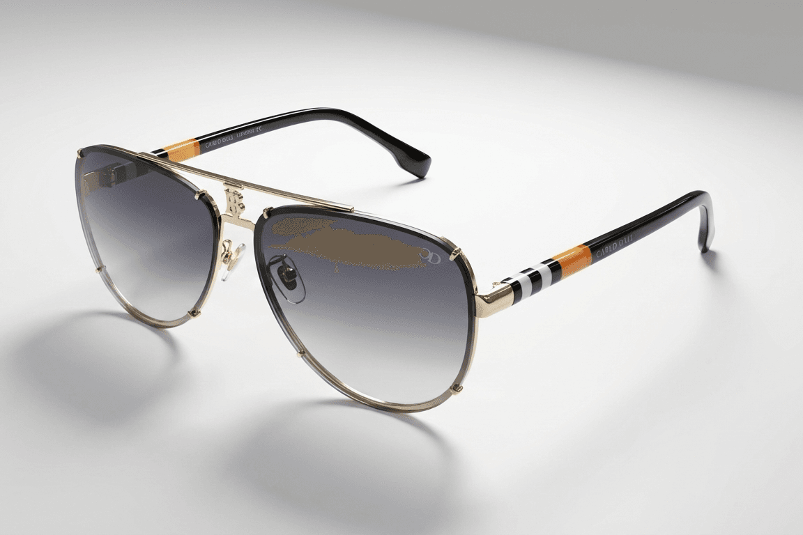 CARLO DALI "MAJESTY" SUNGLASSES | Rimless Purple Gradient Aviators with Signature Heritage Temples 1