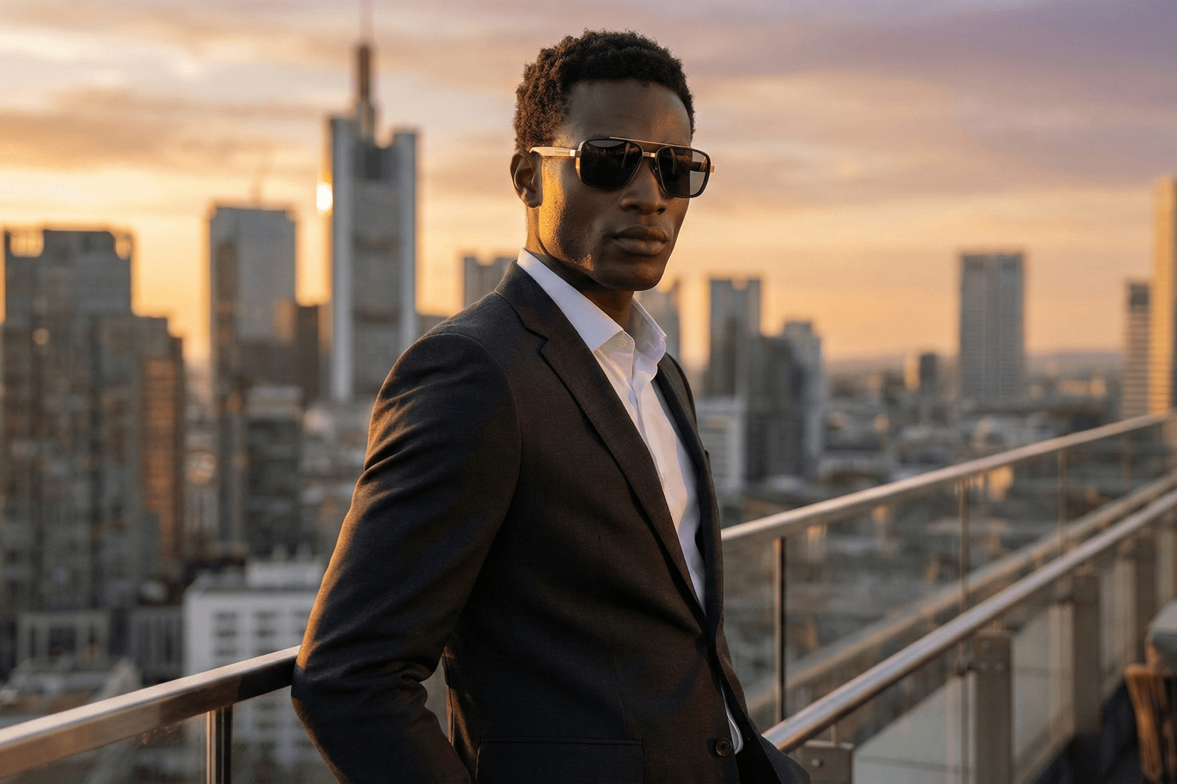 CARLO DALI "MAJESTY" SUNGLASSES | Rimless Purple Gradient Aviators with Signature Heritage Temples 7