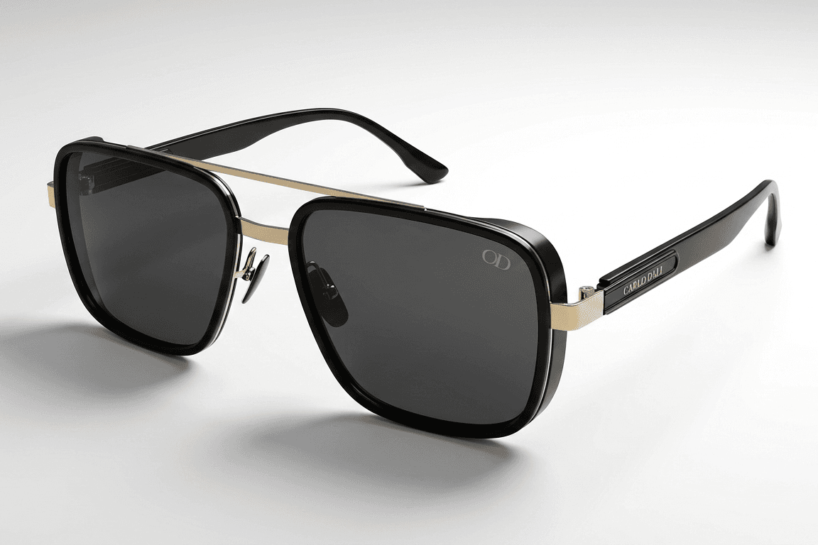 CARLO DALI "SOLSTICE" | Bold Black & Gold Navigator Aviator Sunglasses 1