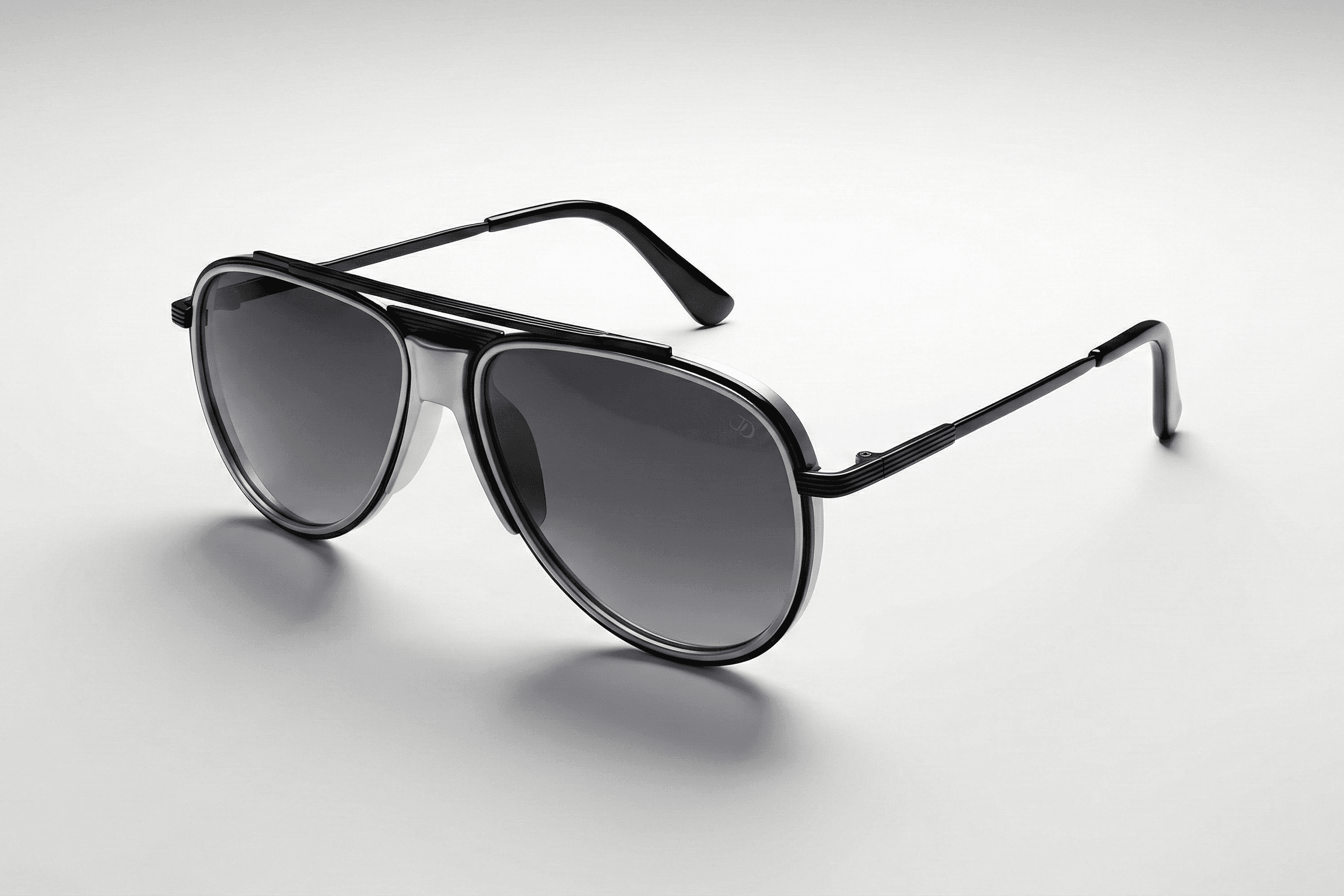 CARLO DALI "ZENITH" | Polished Black & Silver Architectural Aviator Sunglasses 1