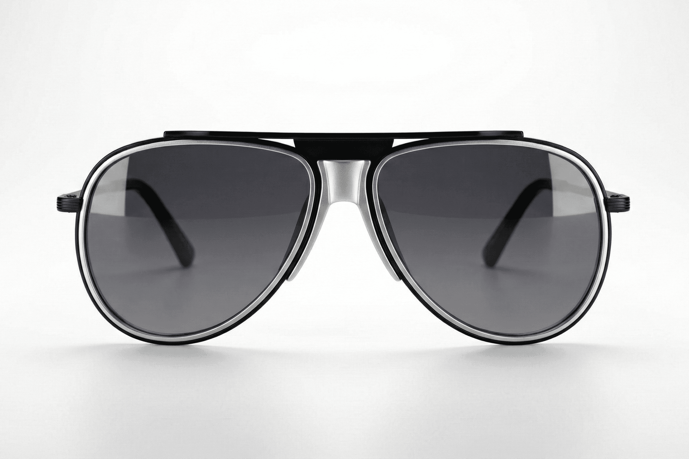 CARLO DALI "ZENITH" | Polished Black & Silver Architectural Aviator Sunglasses 2