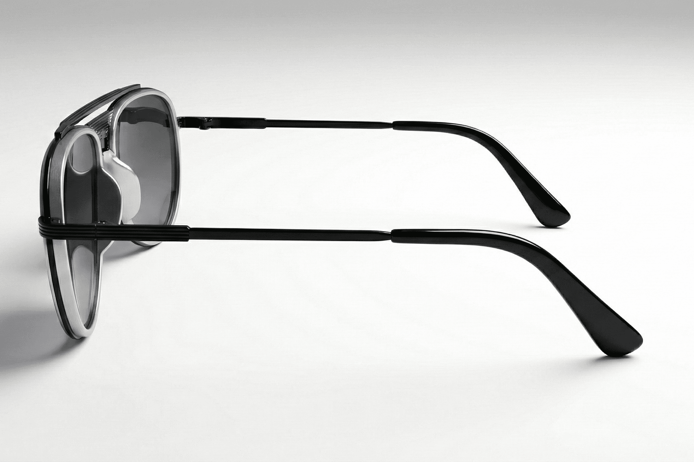 CARLO DALI "ZENITH" | Polished Black & Silver Architectural Aviator Sunglasses 3