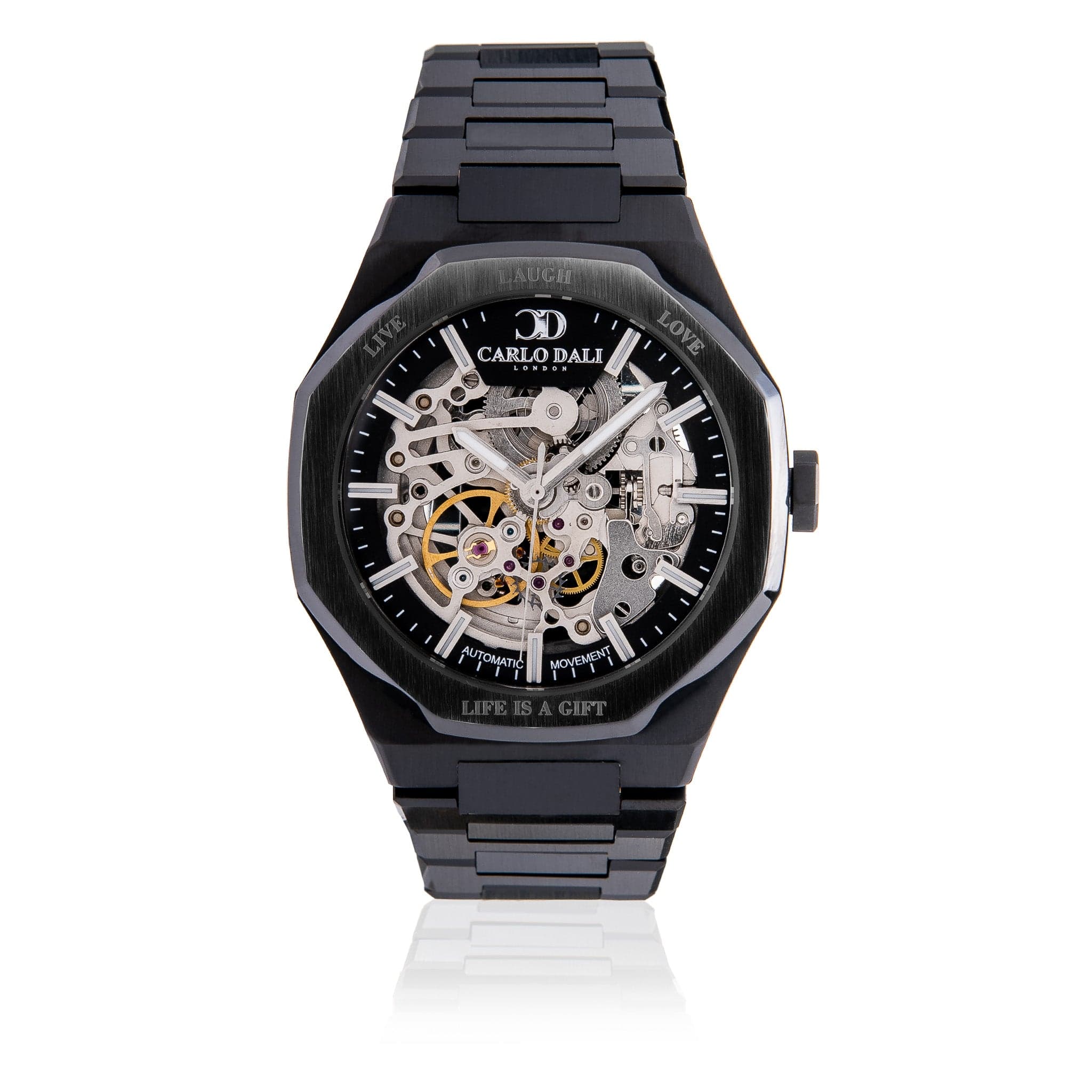 "OCTAGON" LIVE LAUGH LOVE TOTAL BLACK LIMITED WATCH 1
