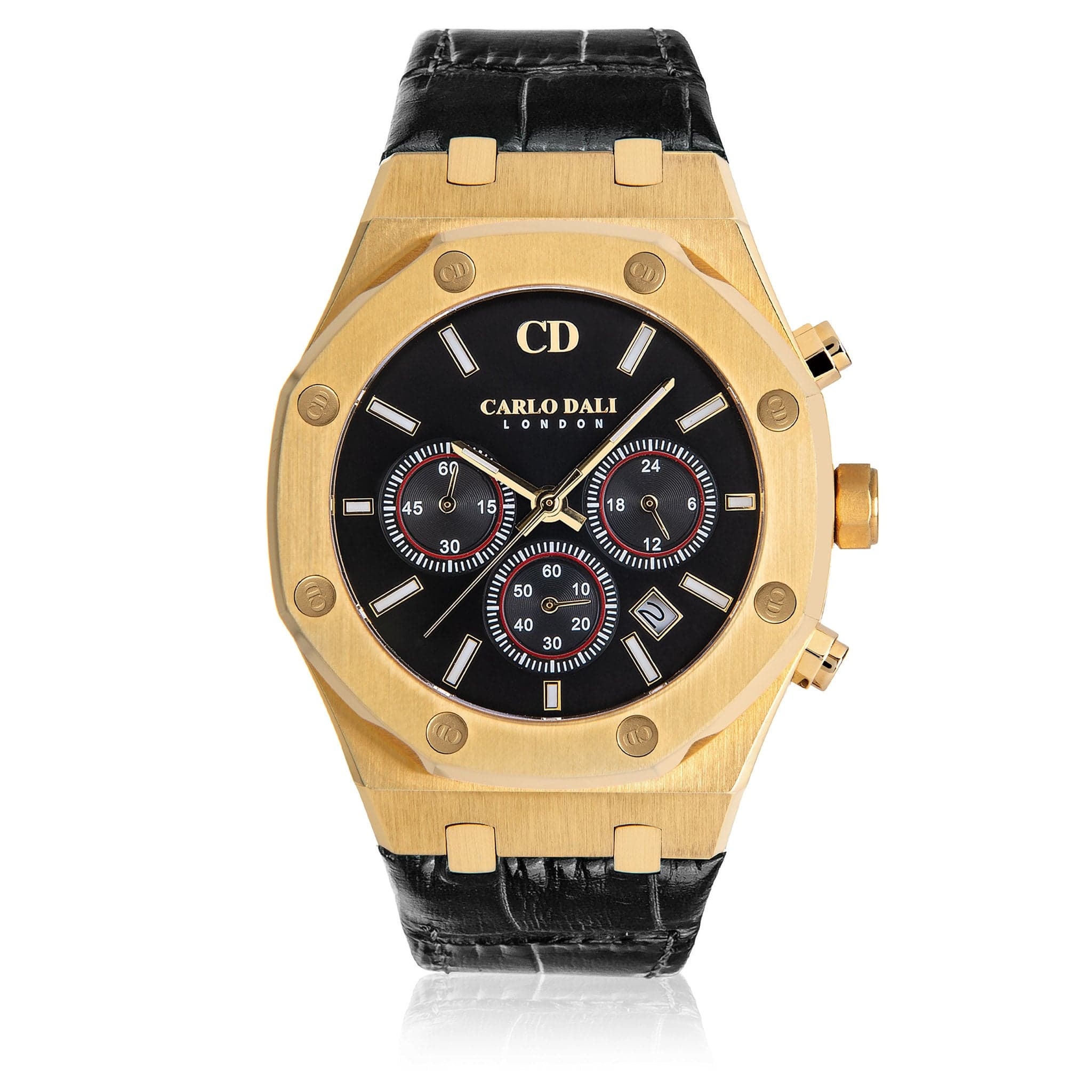 Chronograph Leather Black Watch 1