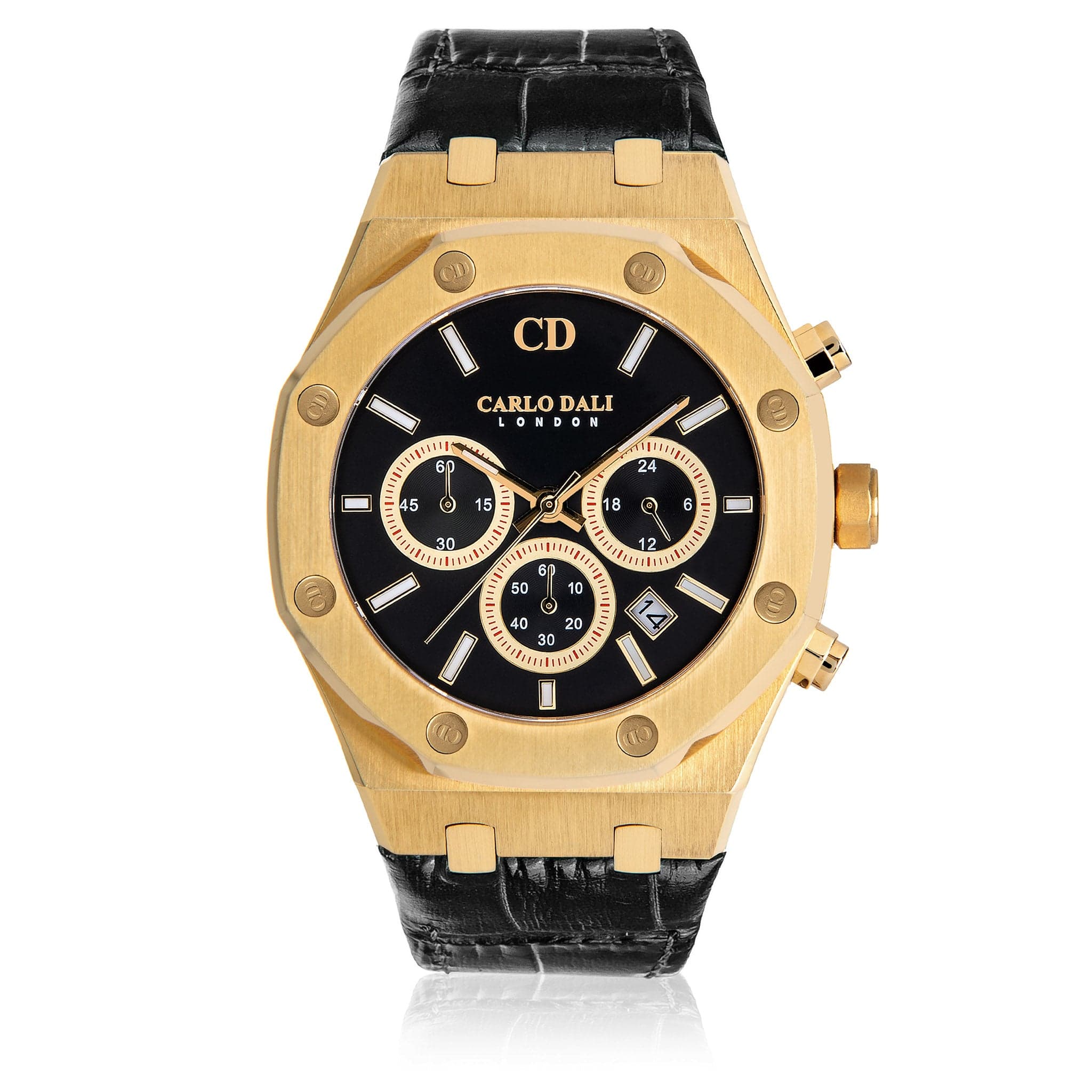 Chronograph Leather Black Watch 2