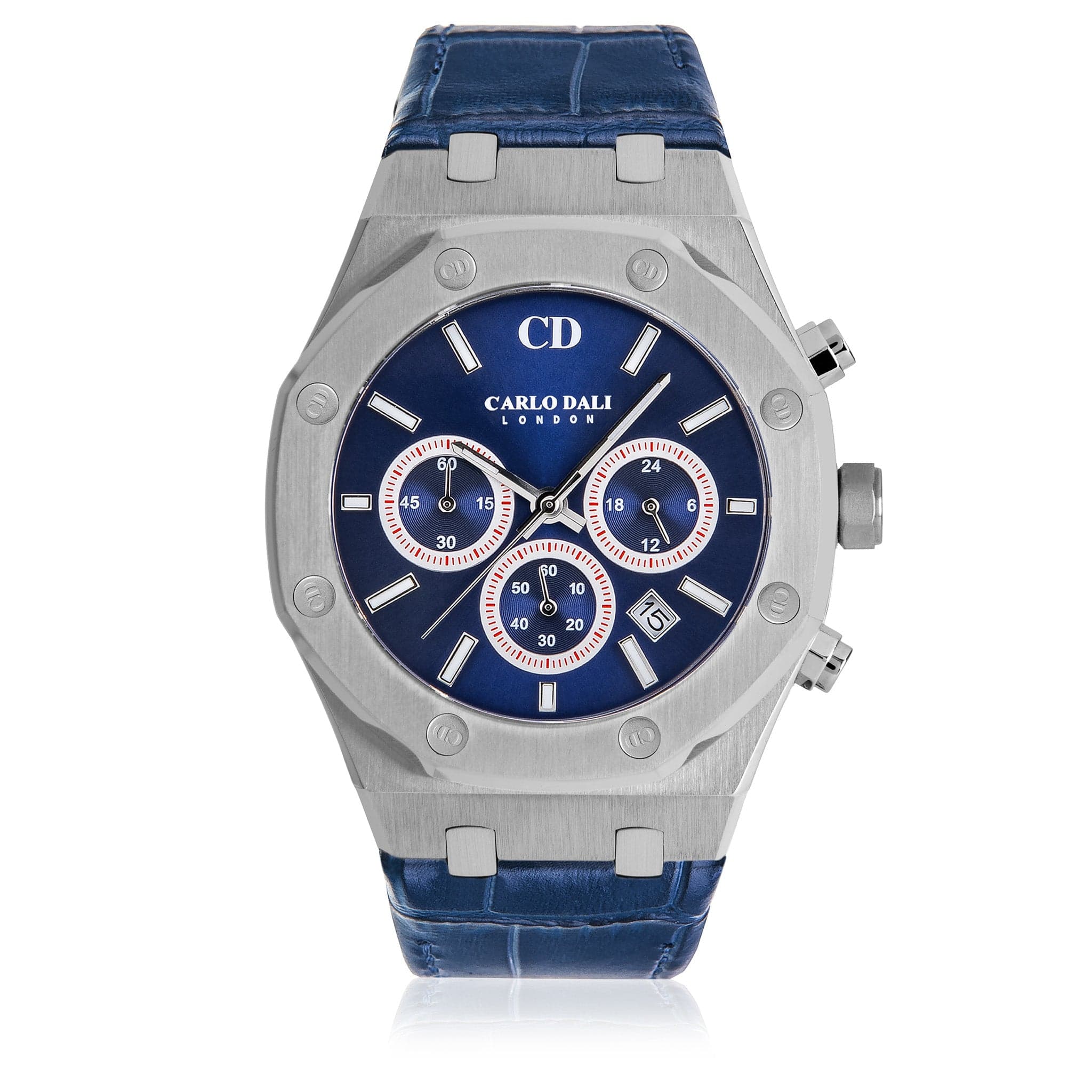 Chronograph Leather Blue Watch 2