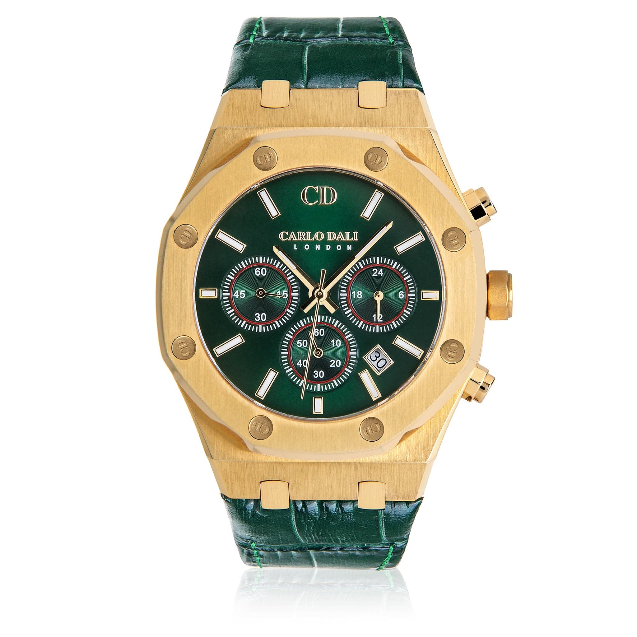 Chronograph Leather Green Watch 1