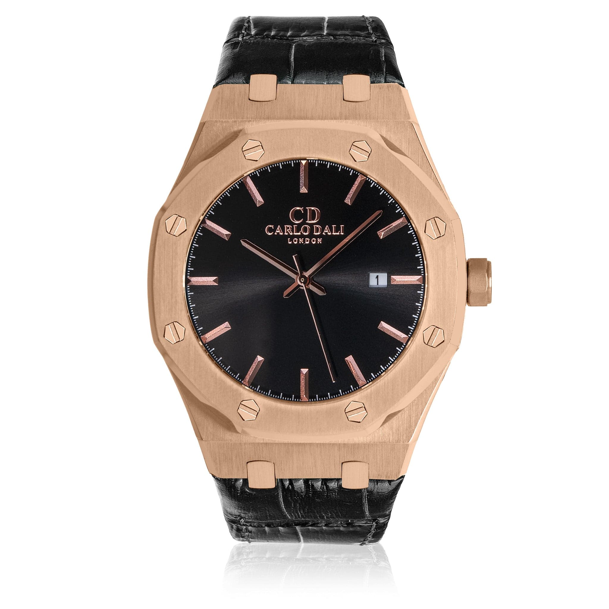 Classic Fusion King Rose Gold Leather Strap Watch 1