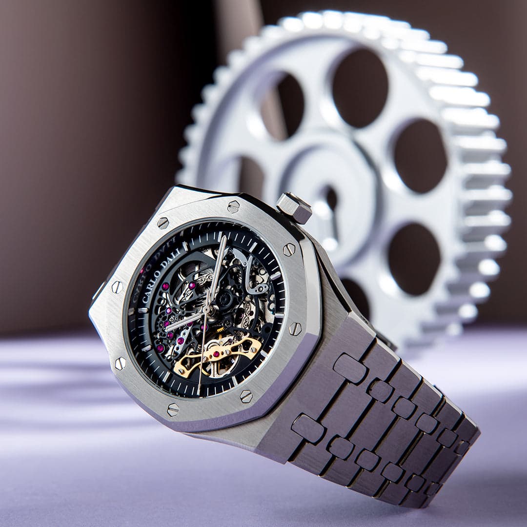 Tourbillon Skeleton Silver & Black watch 4