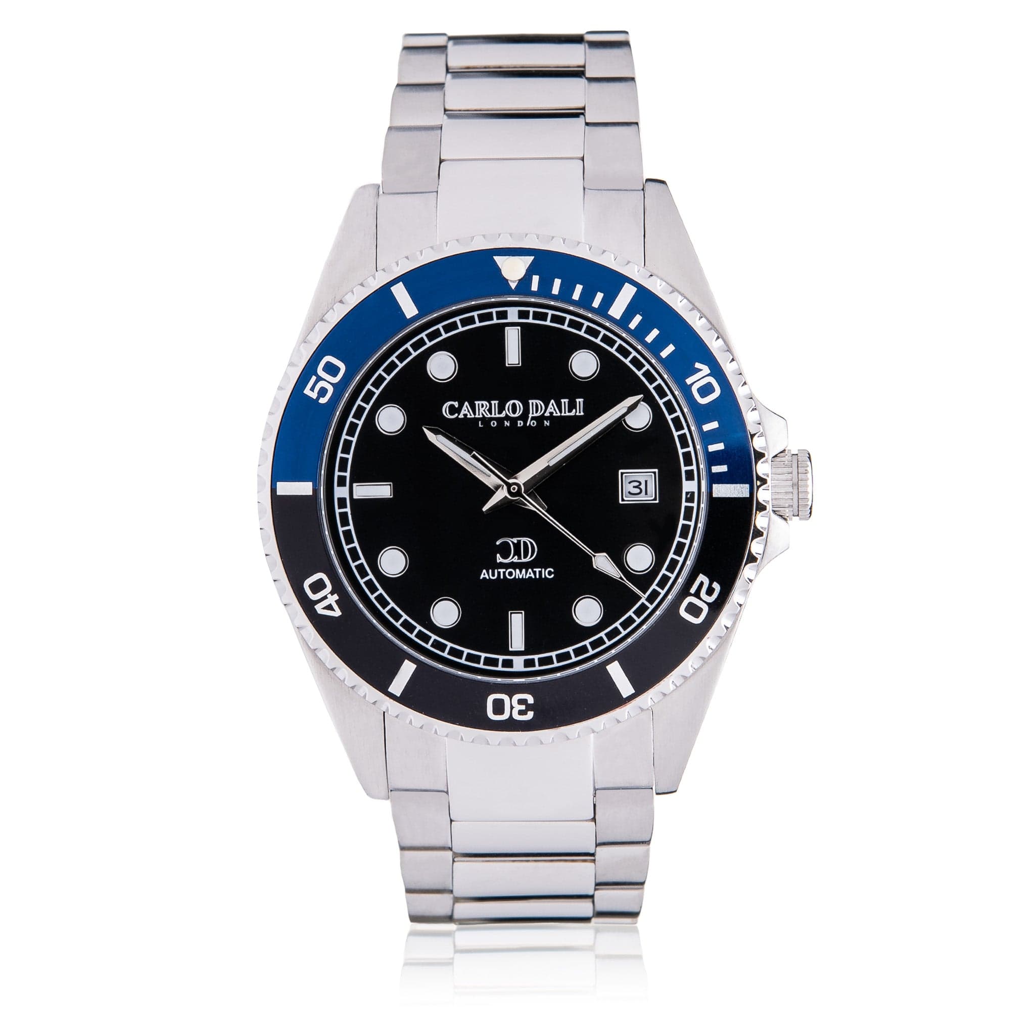 "ROYAL POSEIDON ONE" SILVER, BLUE & BLACK METAL WATCH 1